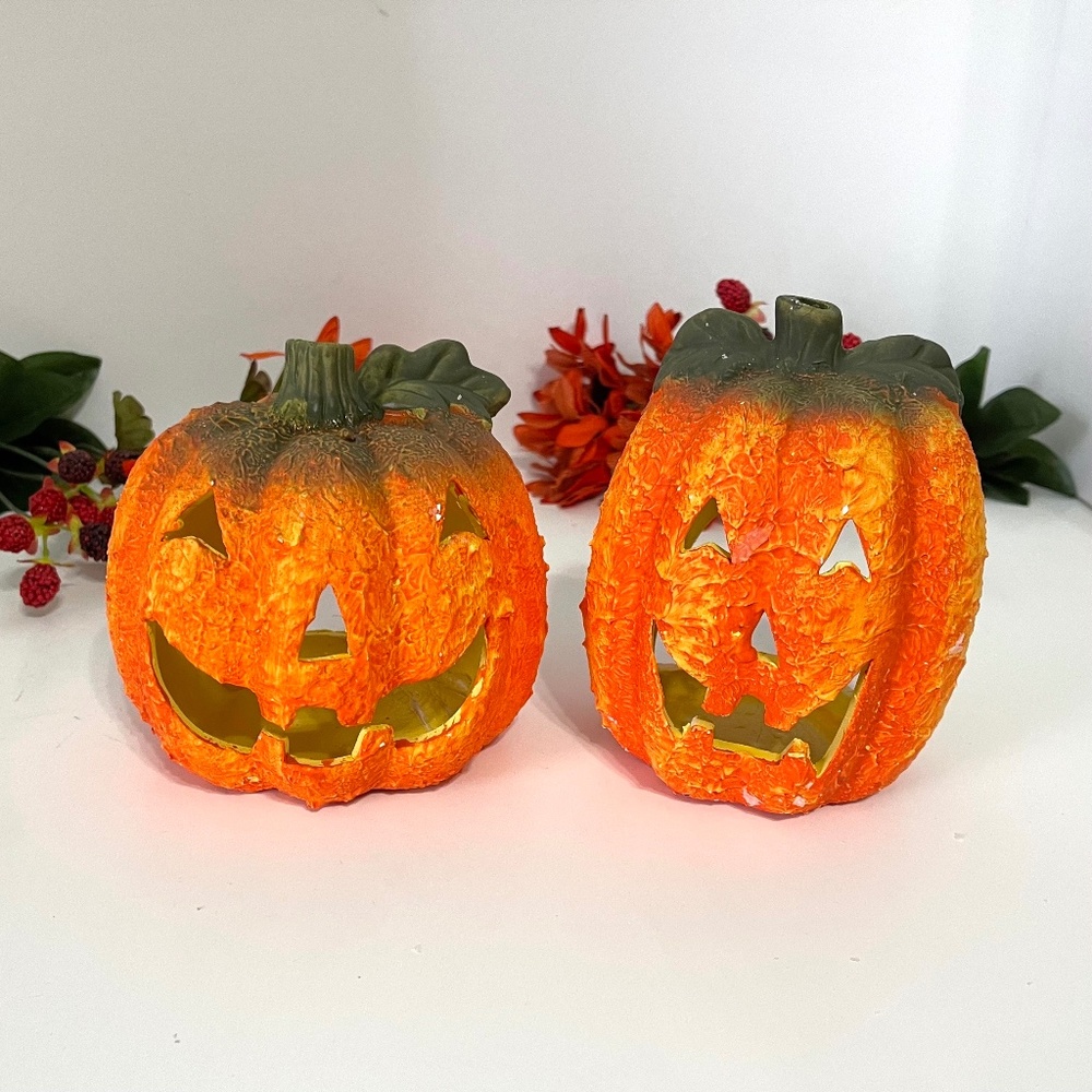 Pumpkin candle holders.